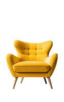 AI generated yellow modern armchair isolated png