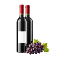 AI generated Red wine bottle with wine grapes isolated png