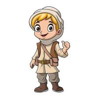 Cute traveler boy cartoon on white background vector
