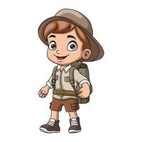 Cute explorer boy cartoon on white background vector