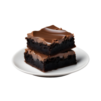 AI generated Brownie on plate isolated png