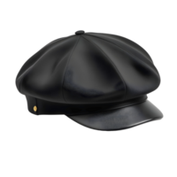 AI generated Black french cap beret side view isolated png