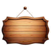 AI generated Oblong decorative wooden signboard isolated png