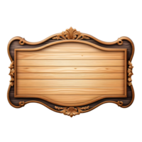 AI generated Oblong decorative wooden signboard isolated png