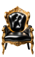AI generated black and gold luxury armchair isolated png