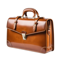 AI generated Vintage brown leather briefcase isolated png