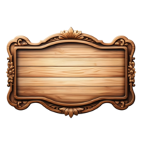 AI generated Oblong decorative wooden signboard isolated png