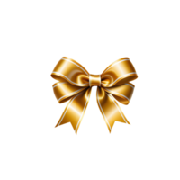 AI generated Gold star gift bow ribbon isolated png