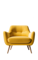 AI generated yellow modern armchair isolated png