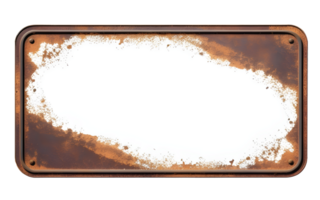 AI generated Old blank rusty metal sign isolated png