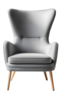 AI generated gray modern armchair isolated png