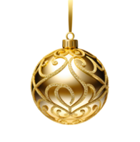 AI generated gold Christmas ball decoration isolated png