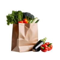 AI generated Vegetables in a paper bag isolated png