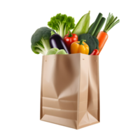 AI generated Vegetables in a paper bag isolated png