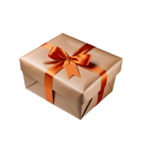 AI generated Brown paper wrapped package gift isolated png