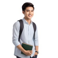 AI generated Asian male student smiling happily png