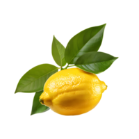 AI generated Lemon fruit with leaf isolated png