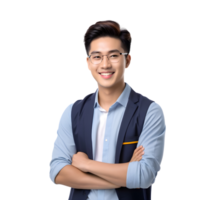 AI generated Asian male student smiling happily png