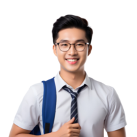 AI generated Asian male student smiling happily png