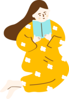 a girl hold a book png