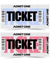 2 Retro style event tickets in Blue and Pink, Admit One Ticket vector