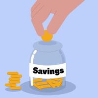 Savings jar with money coins inside, Savings concept vector