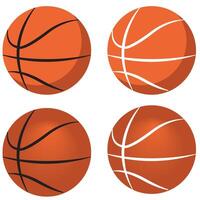 un conjunto de pelotas de baloncesto con diferente sombreado tipos y color rayas para sencillo íconos vector