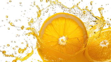 AI generated Collection of PNG. Orange juice splash isolated on transparent background. png