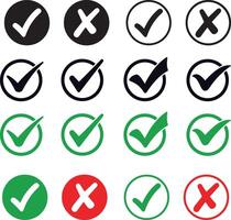 checkmark and X mark icons vector design