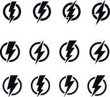 lightning bolt icon set vector design