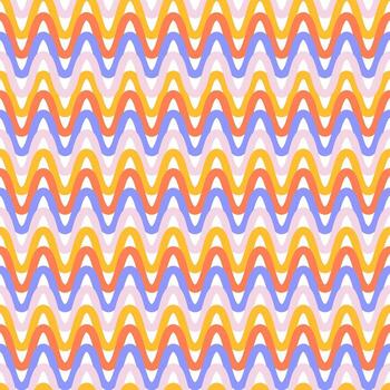 Abstract seamless pattern with horizontal rounded zig zag stripes . Contemporary geometric symmetric background. Vector retro illustration