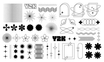 Y2K minimalist aesthetic line elements set, trendy linear frames with stars, simple flat geometric forms. Arch frame with sparkles, simple decorative boho style border. Vector