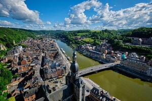 Aerial view of Dinant town, Belgium photo