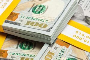 Background of new 100 US dollars 2013 bills photo