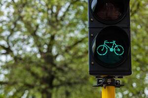 Bicycle traffic light in Europe photo