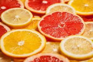 Colorful citrus fruit slices photo