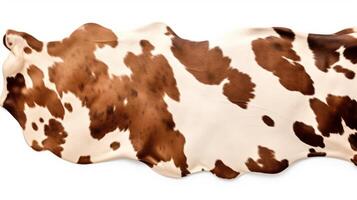 AI generated Animal rights concept A cowhide rug with natural brown and white spots and smooth texture. photo