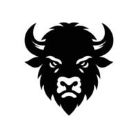 Silhouette of an angry bison head and face isolated on a white background vector