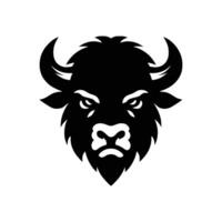 Silhouette of an angry bison head and face isolated on a white background vector