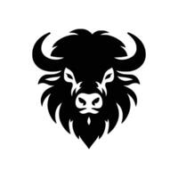 Silhouette of a bison face isolated on a white background vector