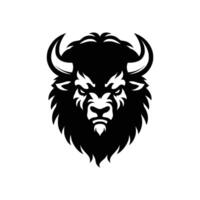 Silhouette of an angry bison head and face isolated on a white background vector