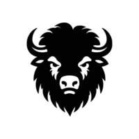 Silhouette of a bison face isolated on a white background vector