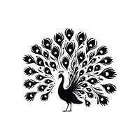 Peacock silhouette isolated on a white background. Vector illustration