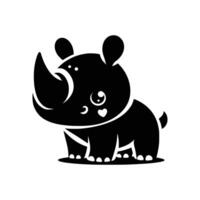 Cute Wildlife Silhouette Rhino Logo Template Signifying Power and Endurance vector