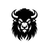 Silhouette of an angry bison head and face isolated on a white background vector