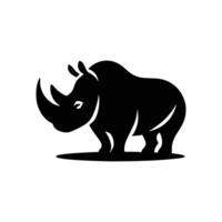 Majestic Rhino Logo Template with Silhouette Icon of Endangered African Rhinoceros vector