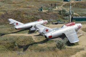 Museum copy of the aircraft. Monument of fighter aircraft. photo