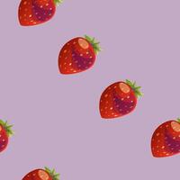 Pattern Strawberry red summer fruit, white background. Vector graphic illustration. Vegetarian cafe print, poster, card. Natural, organic dessert sweet, fresh berry