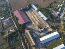 Hangar for storage of grain. A platform for drying and sintering grain. Harvested grain photo