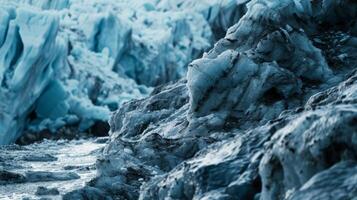 AI generated ice mountain melting show textures and formations due to global warming photo